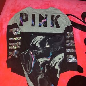 PINK VS Set of 2 - Watercolor Bling Long Sleeve & Sheer Leggings